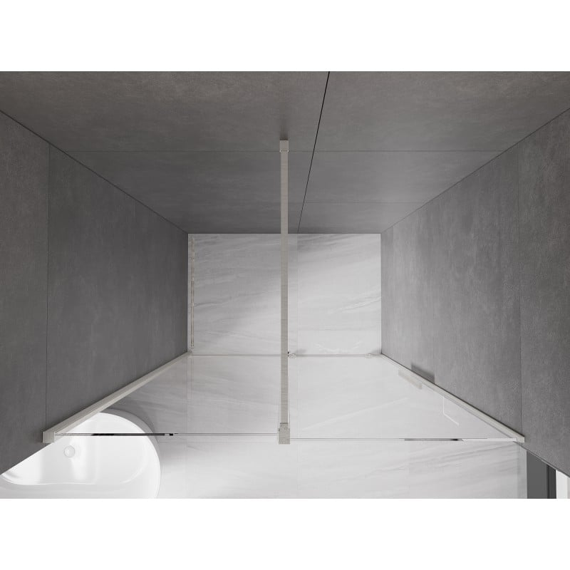 Mexen Velar posuvné sprchové dveře 140 cm, průhledné, kartáčovaný nikl - 871-140-000-01-97