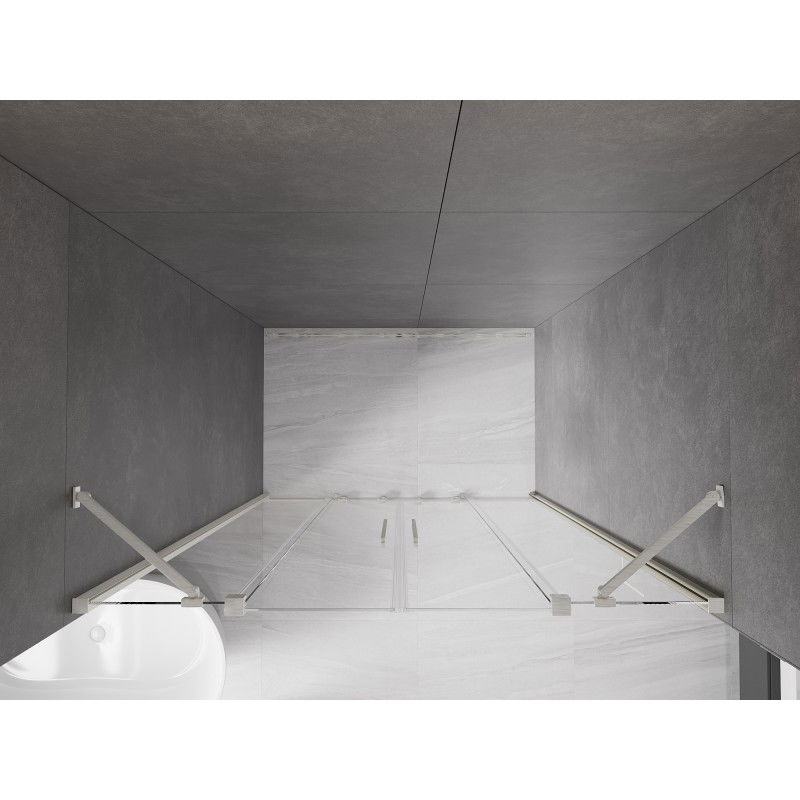 Mexen Velar Duo posuvné sprchové dveře 140 cm, transparentní, kartáčovaný nikl - 871-140-000-02-97