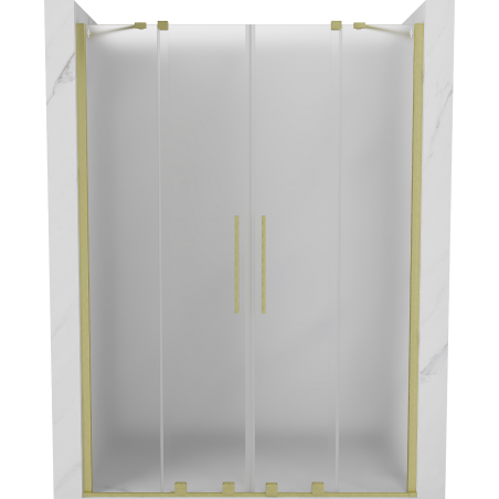 Mexen Velar Duo sprchové dveře posuvné 160 cm, mléčné, zlaté kartáčované - 871-160-000-32-55