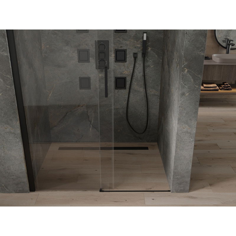 Mexen Omega sprchové dveře posuvné 130 cm, transparentní, černé - 825-130-000-70-00