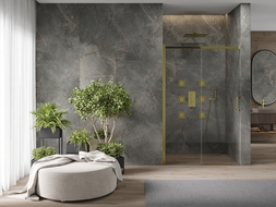 Mexen Omega posuvné sprchové dveře 120 cm, transparentní, zlaté - 825-120-000-50-00