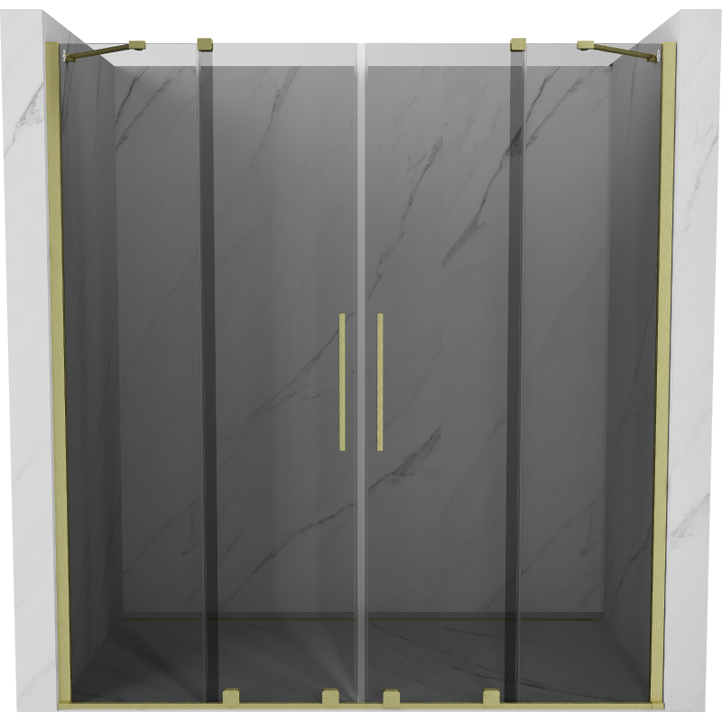 Mexen Velar Duo posuvné sprchové dveře 200 cm, grafit, kartáčované zlato - 871-200-000-42-55