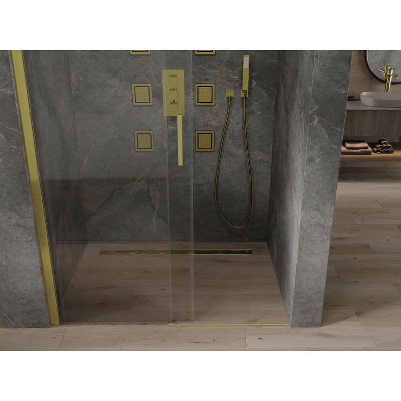 Mexen Omega posuvné sprchové dveře 100 cm, transparentní, zlaté - 825-100-000-50-00