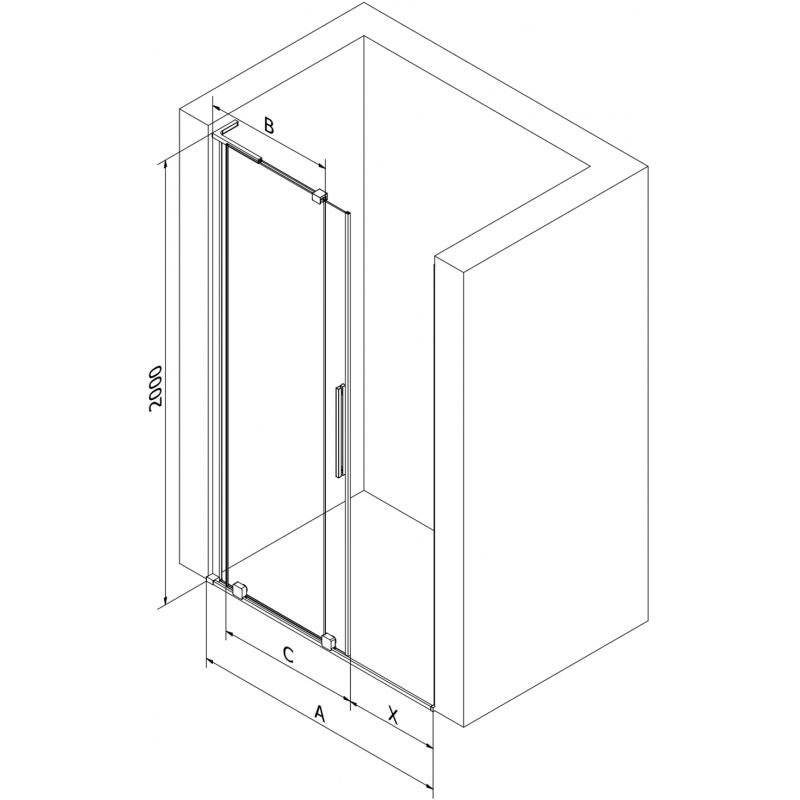 Mexen Velar L sprchové dveře posuvné 90 cm, transparentní, chrom - 871-090-003-01-01