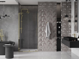 Mexen Velar L sprchové dveře posuvné 120 cm, transparentní, zlaté - 871-120-003-01-50