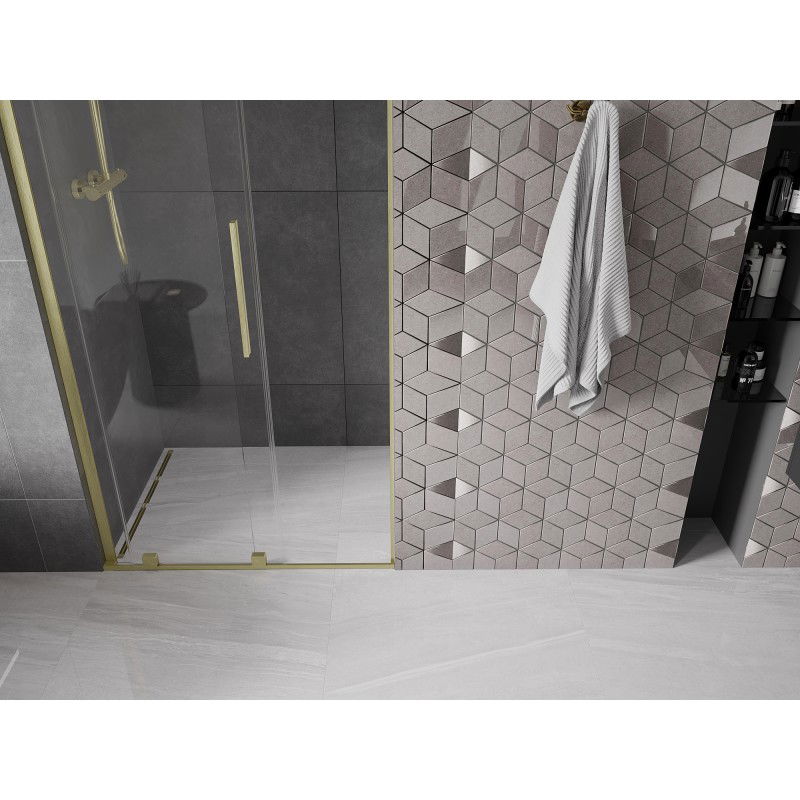 Mexen Velar L posuvné sprchové dveře 110 cm, transparentní, zlaté kartáčované - 871-110-003-01-55