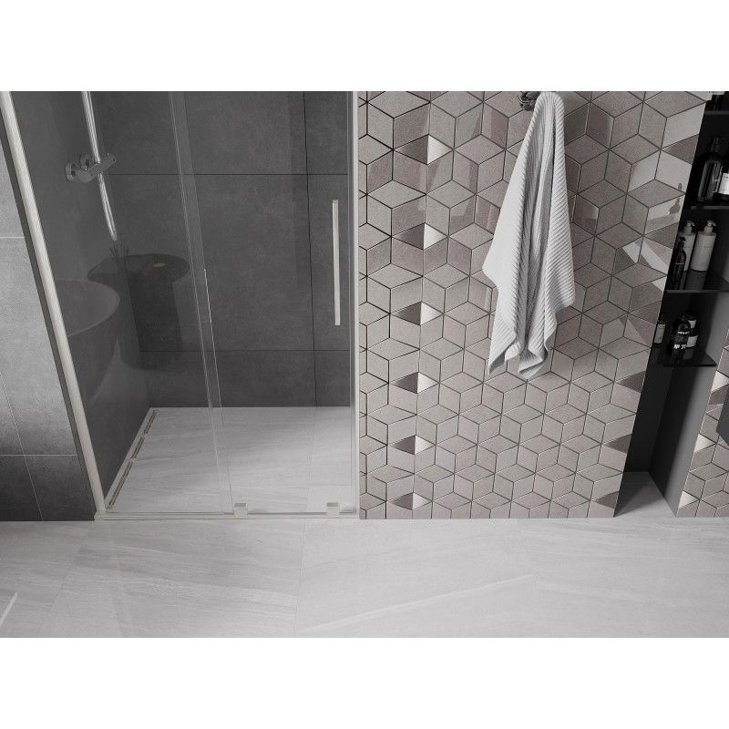 Mexen Velar L sprchové dveře posuvné 110 cm, transparentní, kartáčovaný nikl - 871-110-003-01-97