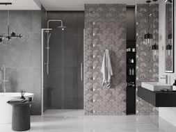 Mexen Velar L sprchové dveře posuvné 110 cm, transparentní, kartáčovaný nikl - 871-110-003-01-97