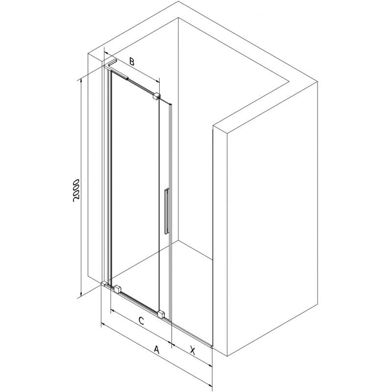 Mexen Velar L posuvné sprchové dveře 120 cm, matné, černé - 871-120-003-31-70