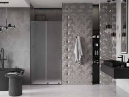 Mexen Velar L posuvné sprchové dveře 90 cm, matné, gun metal - 871-090-003-31-95