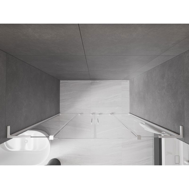 Mexen Velar L Duo sprchové dveře posuvné 180 cm, transparentní, bílé - 871-180-003-02-20