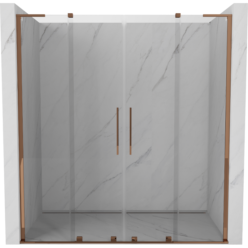 Mexen Velar L Duo sprchové dveře posuvné 180 cm, transparentní, růžové zlato - 871-180-003-02-60