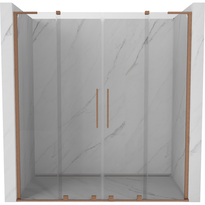 Mexen Velar L Duo sprchové dveře posuvné 180 cm, transparentní, kartáčovaná měď - 871-180-003-02-65