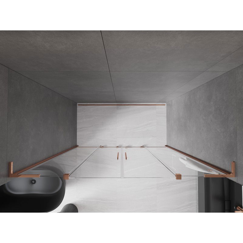 Mexen Velar L Duo sprchové dveře posuvné 200 cm, transparentní, růžové zlato - 871-200-003-02-60
