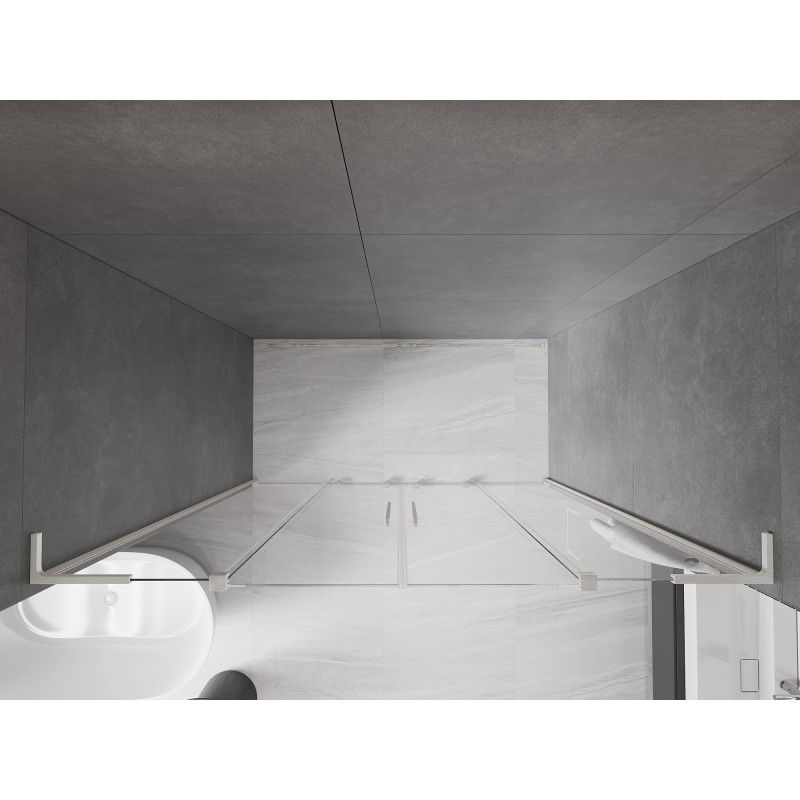 Mexen Velar L Duo posuvné sprchové dveře 180 cm, průhledné, kartáčovaný nikl - 871-180-003-02-97