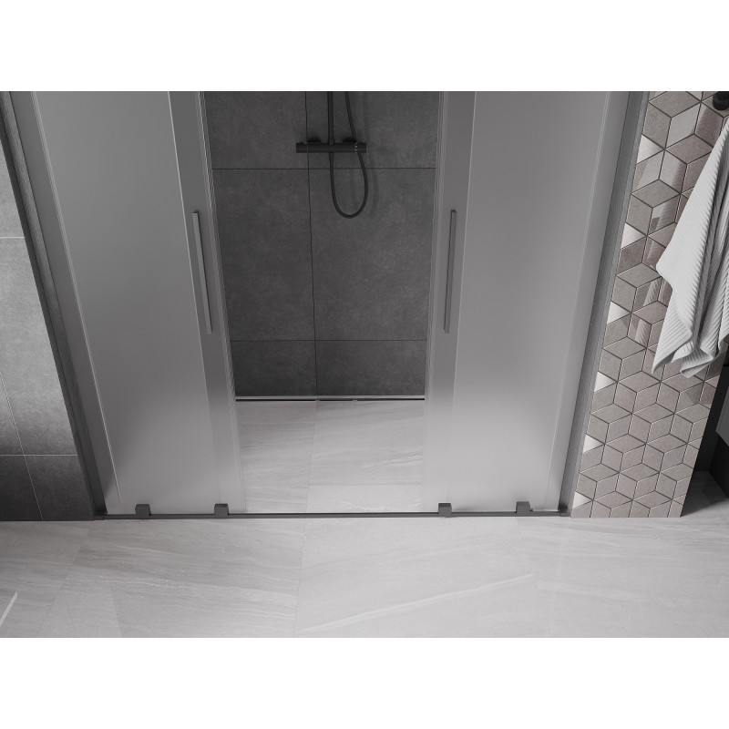 Mexen Velar L Duo posuvné sprchové dveře 170 cm, matné, gun gray kartáčované - 871-170-003-32-66