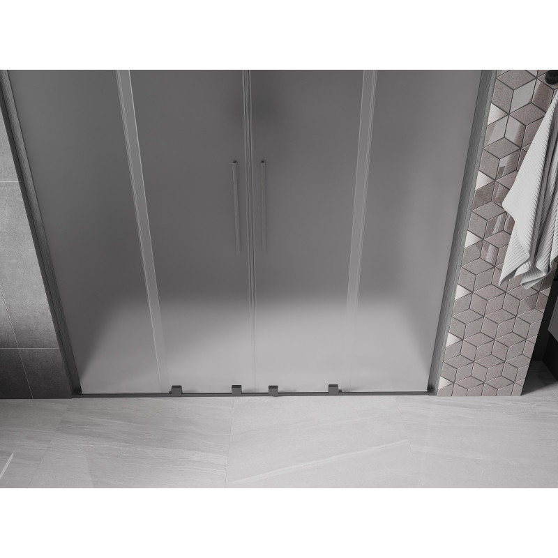 Mexen Velar L Duo posuvné sprchové dveře 170 cm, matné, gun gray kartáčované - 871-170-003-32-66