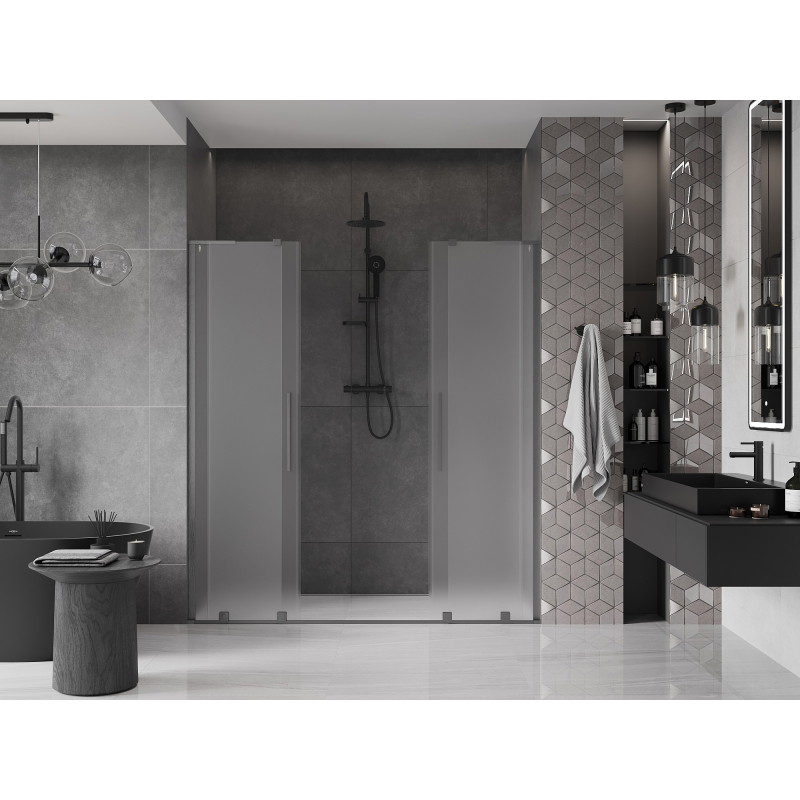 Mexen Velar L Duo posuvné sprchové dveře 170 cm, matné, gun gray kartáčované - 871-170-003-32-66