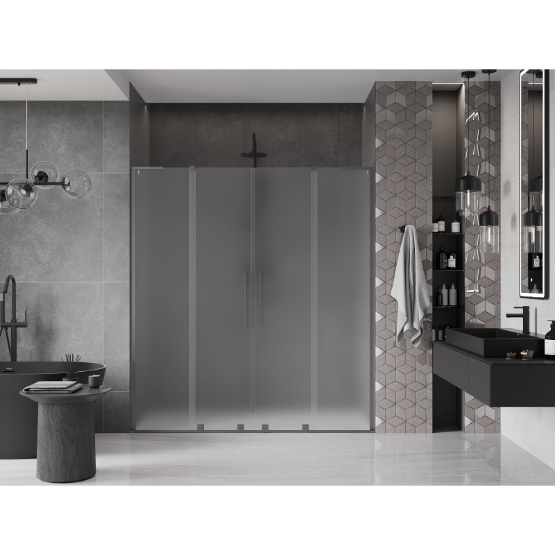 Mexen Velar L Duo posuvné sprchové dveře 170 cm, matné, gun gray kartáčované - 871-170-003-32-66