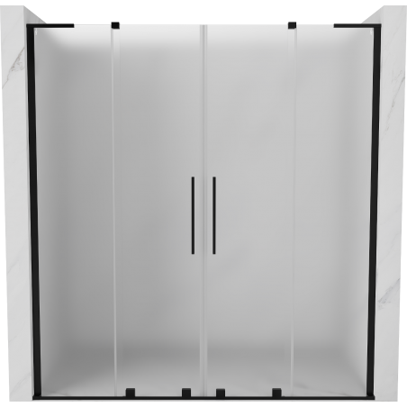 Mexen Velar L Duo sprchové dveře posuvné 200 cm, mráz, černé - 871-200-003-32-70