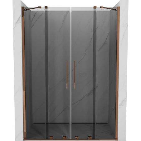 Mexen Velar Duo sprchové dveře posuvné 160 cm, grafit, růžové zlato - 871-160-000-42-60