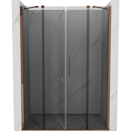 Mexen Velar Duo posuvné sprchové dveře 150 cm, grafit, růžové zlato - 871-150-000-42-60