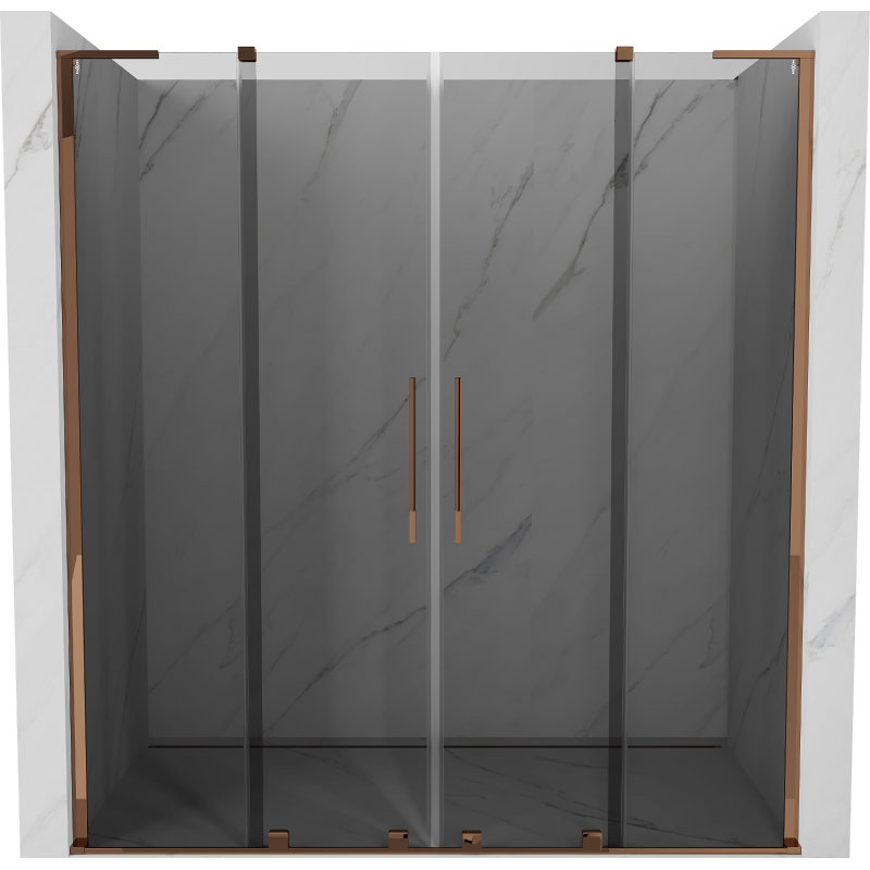 Mexen Velar L Duo posuvné sprchové dveře 200 cm, grafit, růžové zlato - 871-200-003-42-60