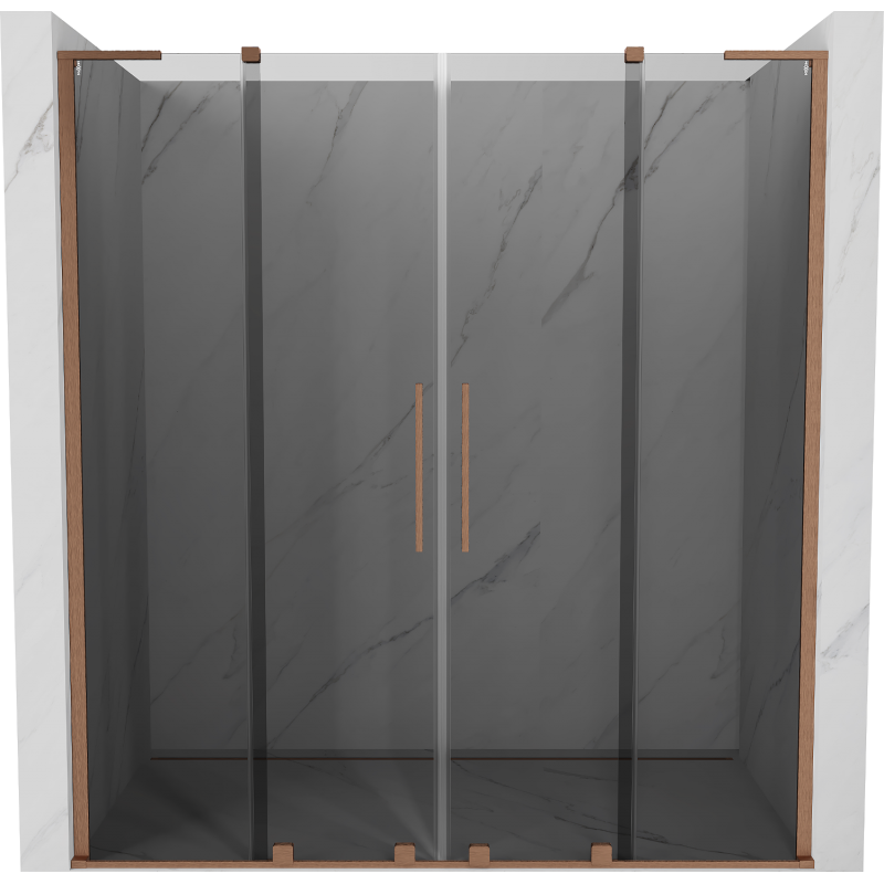 Mexen Velar L Duo posuvné sprchové dveře 170 cm, grafit, kartáčovaná měď - 871-170-003-42-65