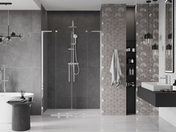 Mexen Velar L Duo posuvné sprchové dveře 140 cm, transparentní, chrom - 871-140-003-02-01