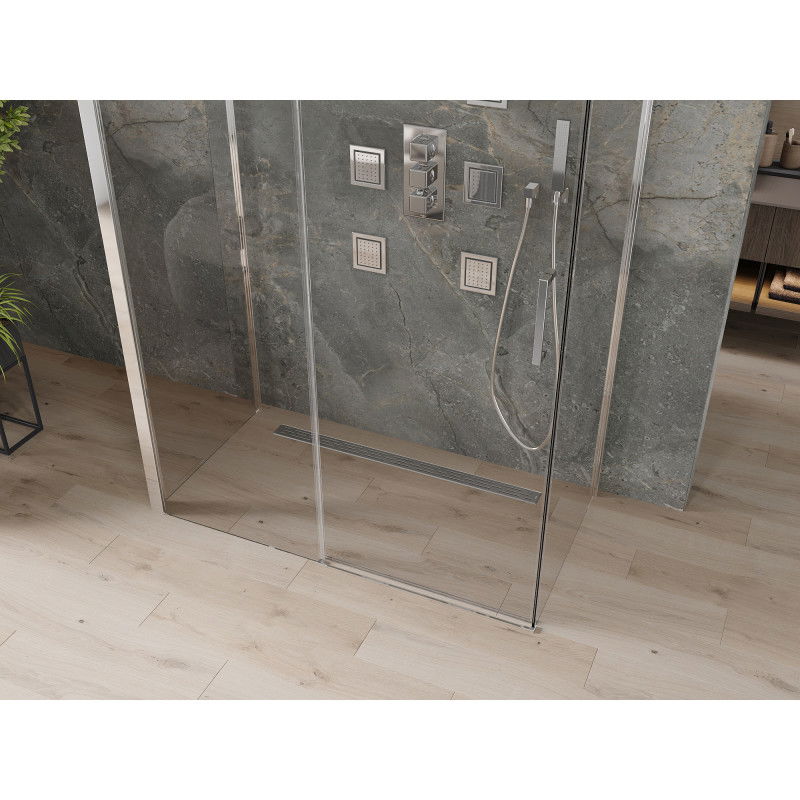 Mexen Omega-3S sprchový kout 3-stěnný, posuvný 140 x 80 cm, transparentní, chrom - 825-140-080-01-00-3S