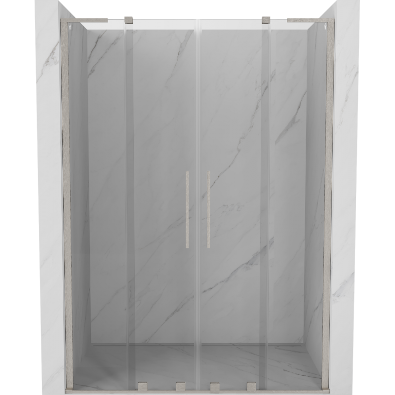 Mexen Velar L Duo posuvné sprchové dveře 160 cm, transparentní, kartáčovaný nikl - 871-160-003-02-97