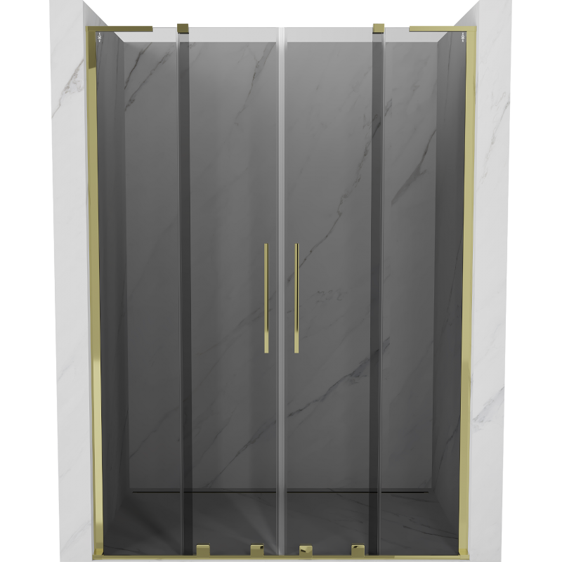 Mexen Velar L Duo sprchové dveře posuvné 160 cm, grafit, zlato - 871-160-003-42-50
