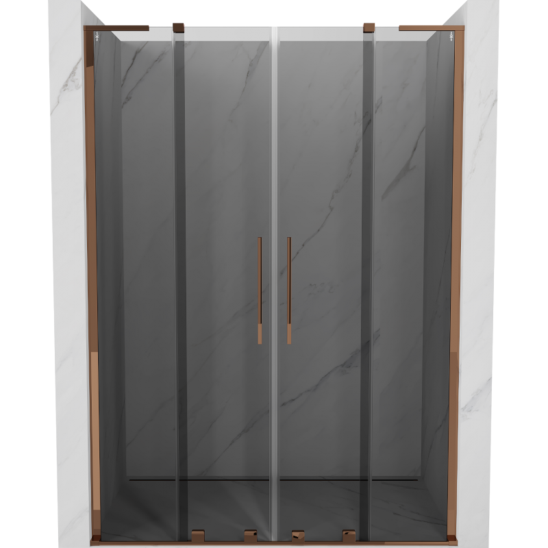 Mexen Velar L Duo posuvné sprchové dveře 160 cm, grafit, růžové zlato - 871-160-003-42-60