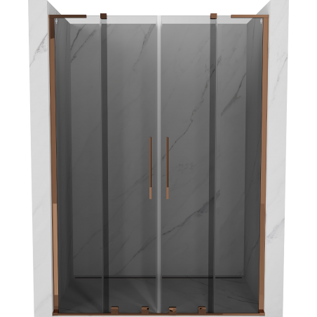 Mexen Velar L Duo posuvné sprchové dveře 160 cm, grafit, růžové zlato - 871-160-003-42-60