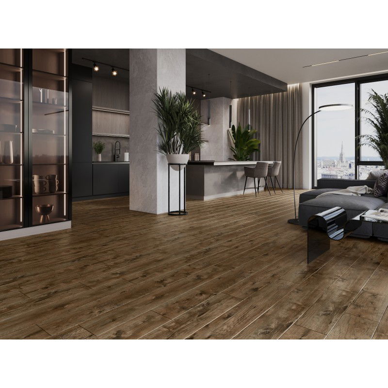 Mexen Orange Beach vzorek SPC vinylových panelů 6,5 mm, podklad IXPE 1,5 mm, 4 V-drážka, Ořech - F1028-S