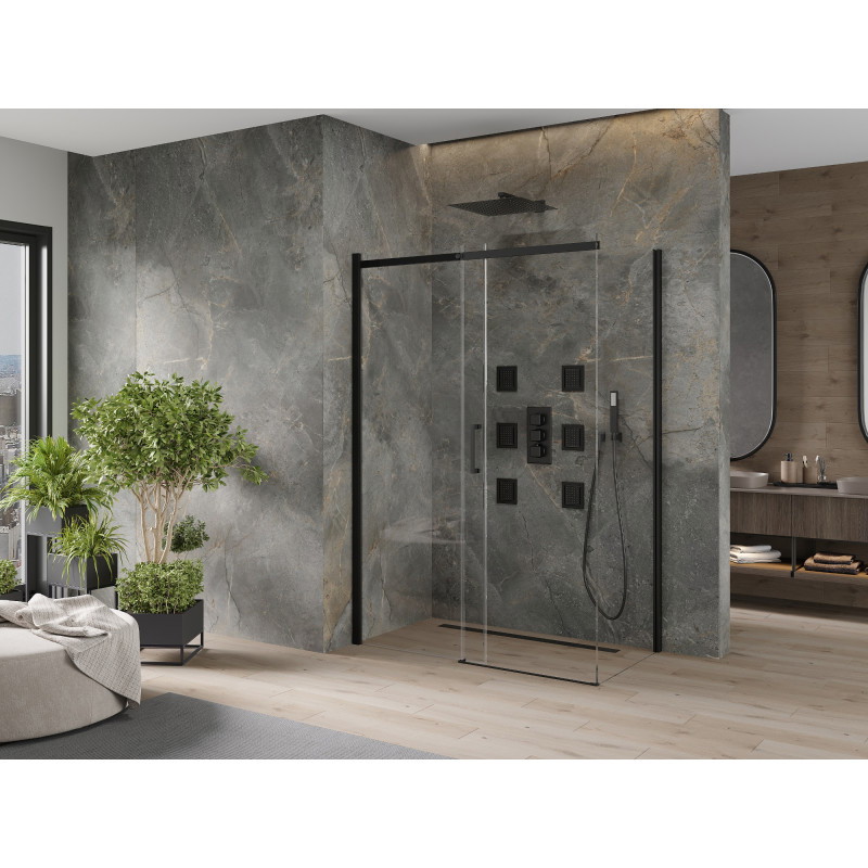 Mexen Omega posuvná sprchová kabina 130 x 70 cm, transparentní, černá - 825-130-070-70-00