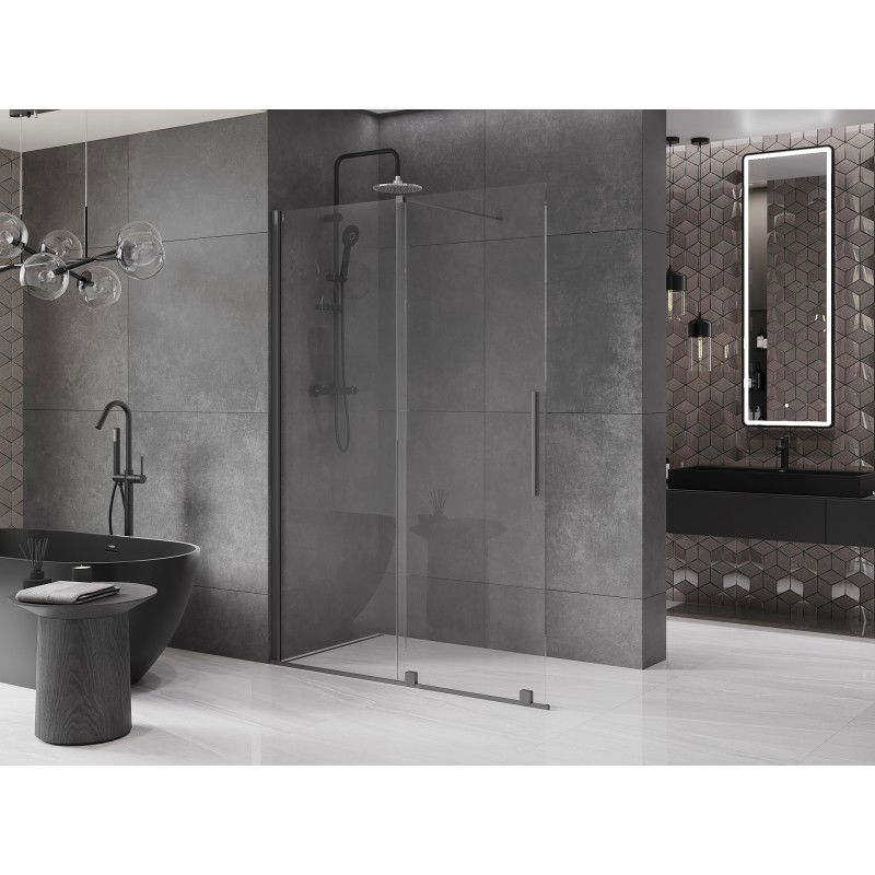 Mexen Velar posuvná sprchová stěna Walk-in 130 x 200 cm, transparentní 8 mm, gun metal - 871-130-000-03-95