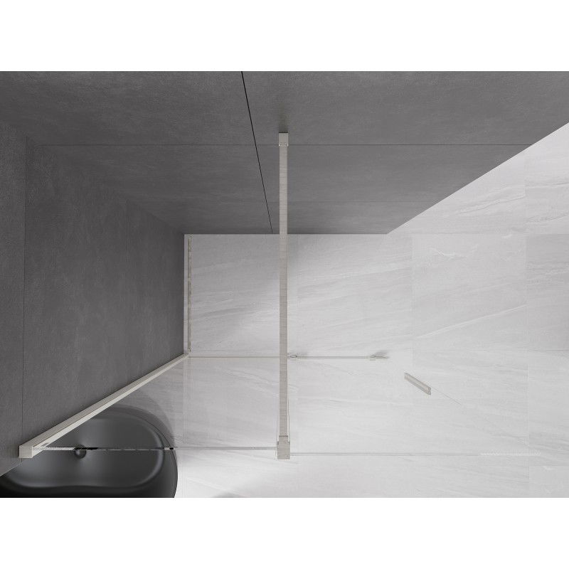Mexen Velar zasouvací sprchová stěna Walk-in 140 x 200 cm, průhledná 8 mm, kartáčovaný nikl - 871-140-000-03-97
