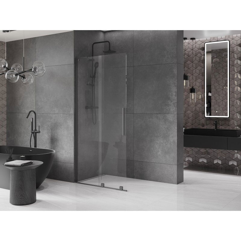 Mexen Velar L posuvná sprchová stěna Walk-in 110 x 200 cm, transparentní 8 mm, gun metal - 871-110-003-03-95