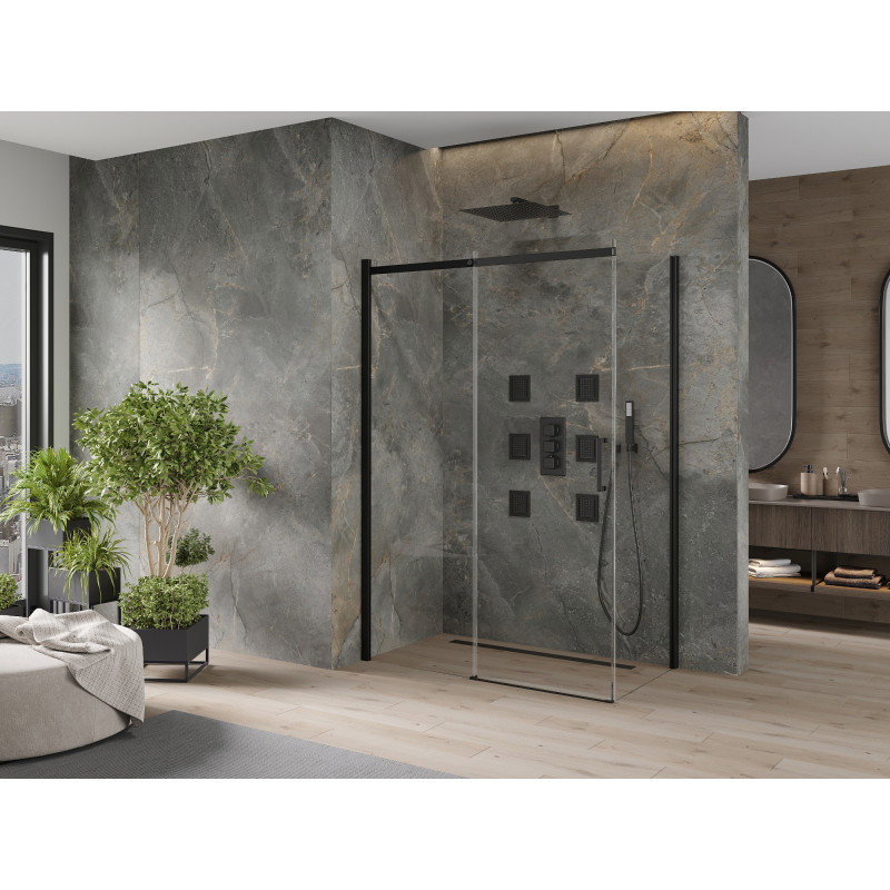 Mexen Omega posuvný sprchový box 160 x 90 cm, průhledný, černý - 825-160-090-70-00