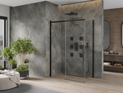 Mexen Omega posuvný sprchový box 160 x 90 cm, průhledný, černý - 825-160-090-70-00