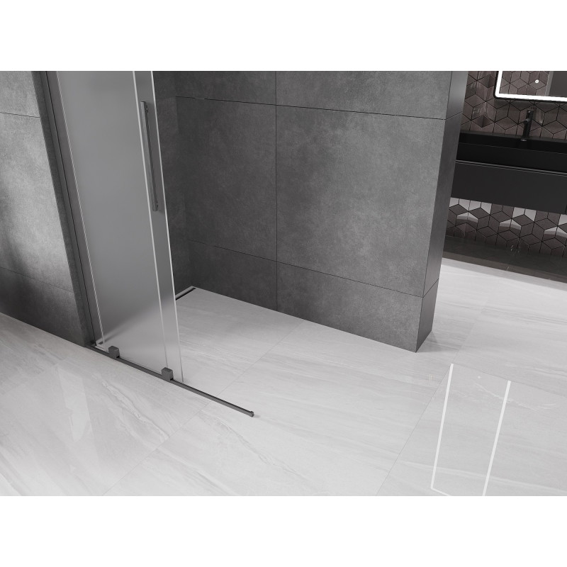 Mexen Velar L posuvná sprchová stěna Walk-in 100 x 200 cm, mat 8 mm, gun gray kartáčovaný - 871-100-003-33-66