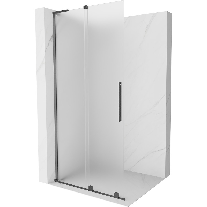 Mexen Velar L posuvná sprchová stěna Walk-in 100 x 200 cm, mat 8 mm, gun gray kartáčovaný - 871-100-003-33-66