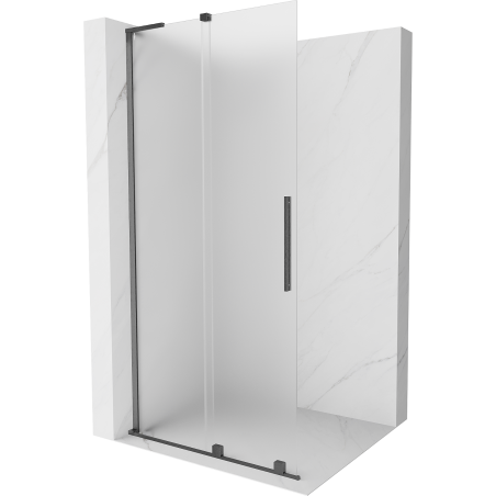 Mexen Velar L posuvná sprchová stěna Walk-in 100 x 200 cm, mat 8 mm, gun gray kartáčovaný - 871-100-003-33-66