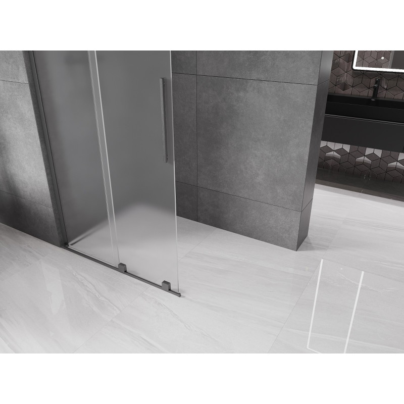 Mexen Velar L posuvná sprchová stěna Walk-in 100 x 200 cm, mat 8 mm, gun gray kartáčovaný - 871-100-003-33-66