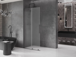 Mexen Velar L posuvná sprchová stěna Walk-in 100 x 200 cm, mat 8 mm, gun gray kartáčovaný - 871-100-003-33-66