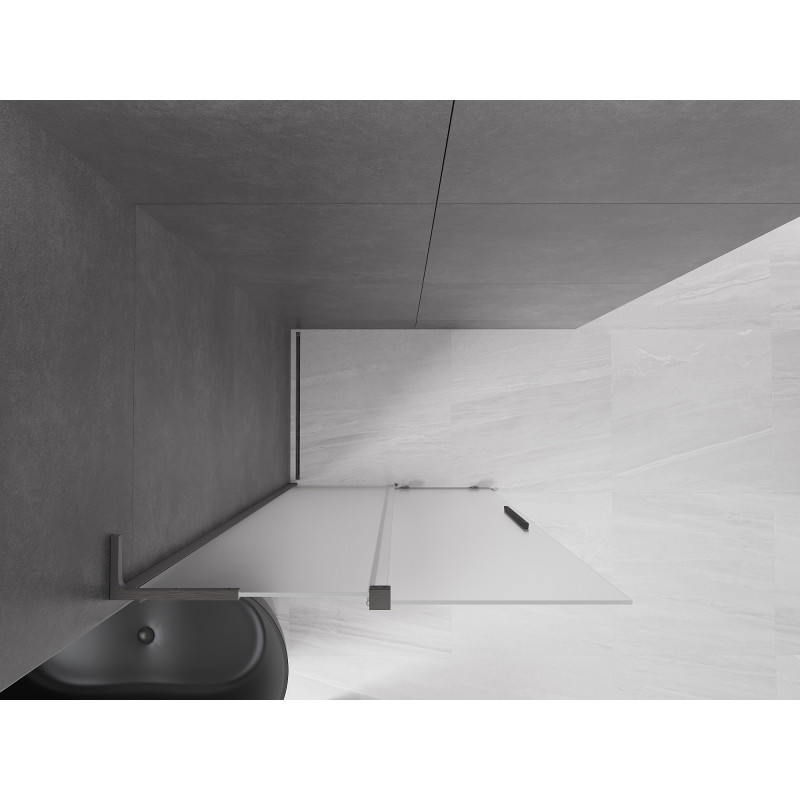 Mexen Velar L posuvná sprchová stěna Walk-in 100 x 200 cm, mat 8 mm, gun gray kartáčovaný - 871-100-003-33-66