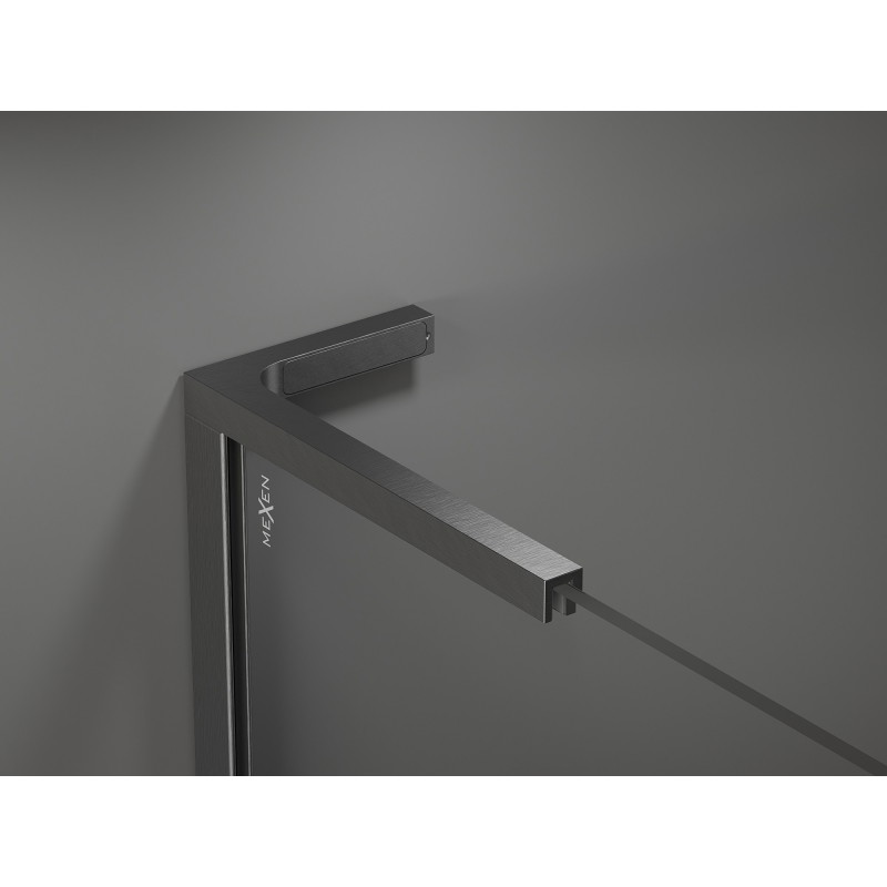 Mexen Velar L posuvná sprchová stěna Walk-in 100 x 200 cm, mat 8 mm, gun gray kartáčovaný - 871-100-003-33-66