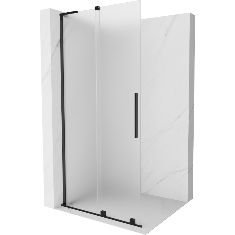 Mexen Velar L sprchová stěna posuvná Walk-in 100 x 200 cm, matné 8 mm, černá - 871-100-003-33-70