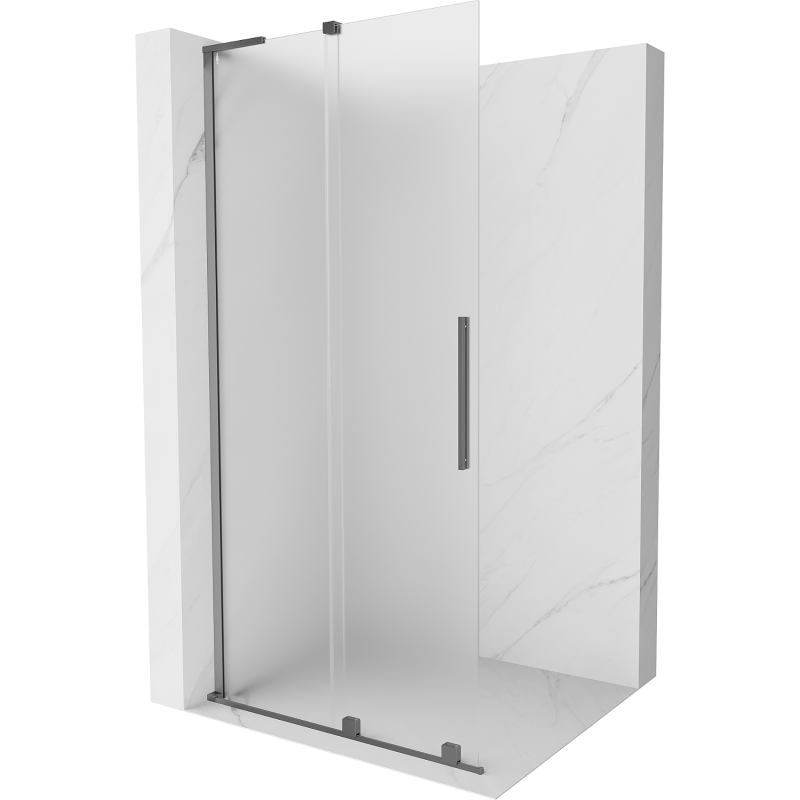 Mexen Velar L posuvná sprchová stěna Walk-in 120 x 200 cm, matné sklo 8 mm, gun metal - 871-120-003-33-95